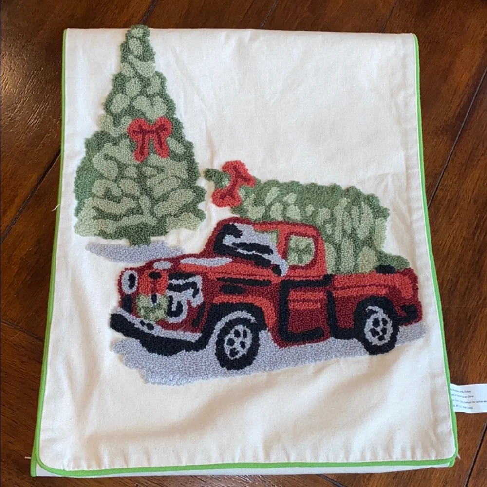 Red Truck with Christmas tree Table runner